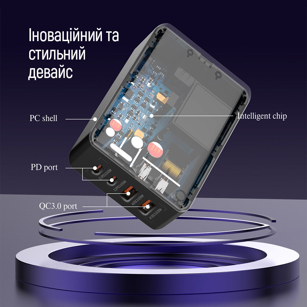 ColorWay Display Charging Station, 65W, 3.25A, 2 x USB-A - 2 x USB-C, Black