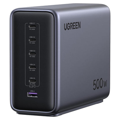 UGREEN Nexode X759 Charging Station, 500W, 5A, 1 x USB-A - 5 x USB-C, Gray