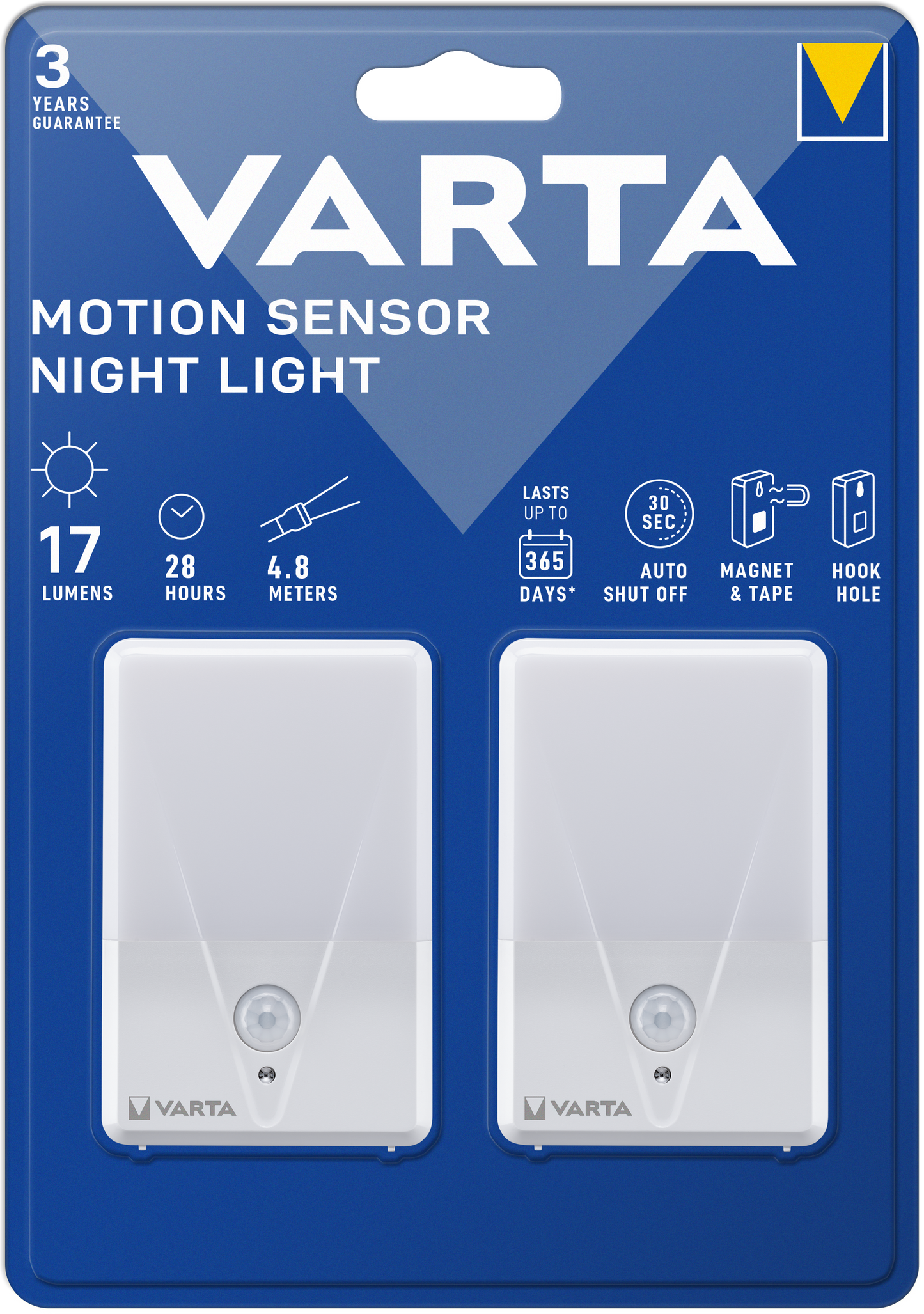 Varta Night Light, with Motion Sensor, 17lm, Set of 2 Pieces