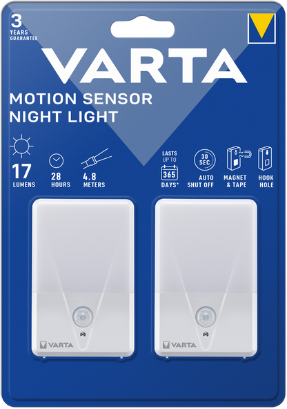 Varta Night Light, with Motion Sensor, 17lm, Set of 2 Pieces