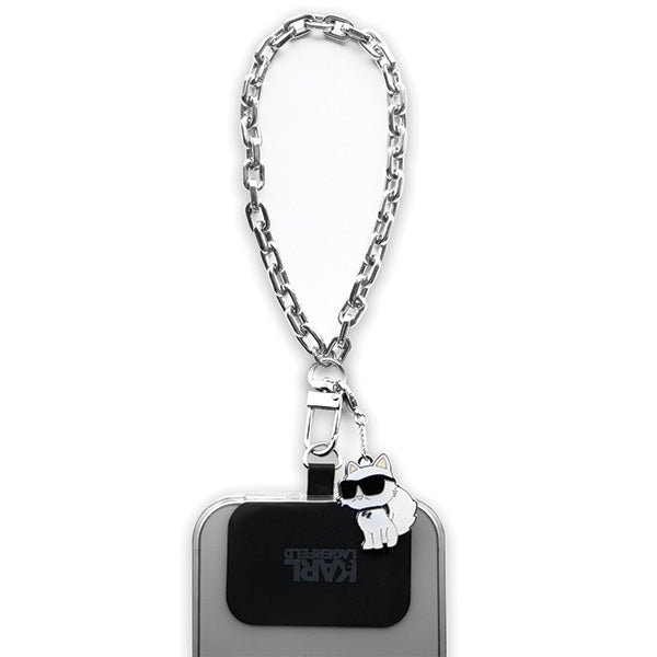 Karl Lagerfeld Choupette Phone Chain Keyring, Silver
