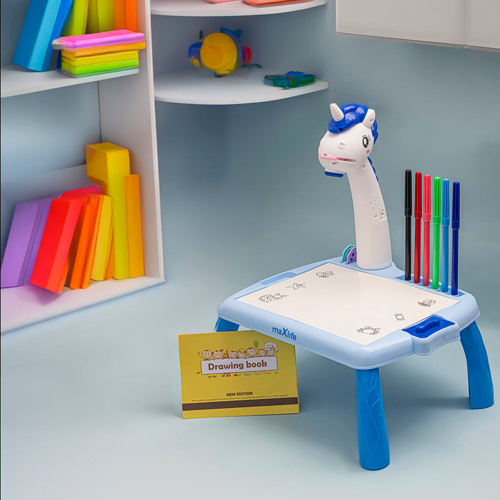 MaXlife Kids MXDP-200 Drawing Table with Projector, Blue