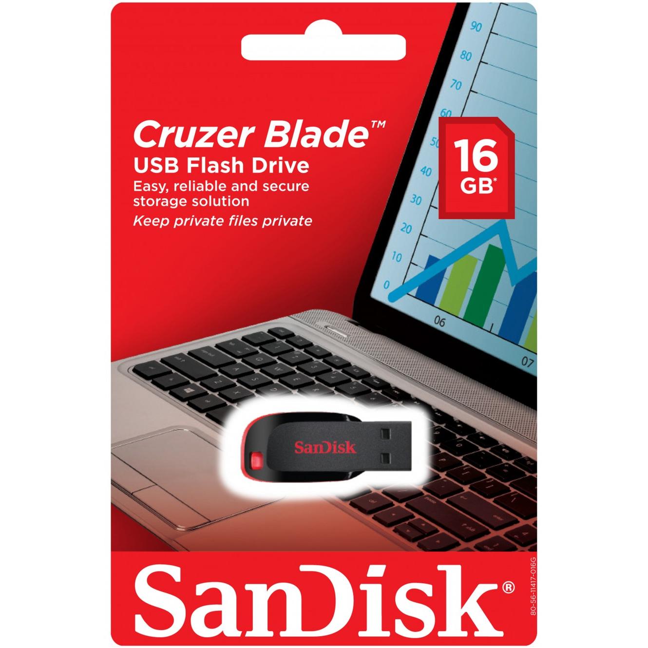 External Memory USB-A SanDisk Cruzer Blade, 16Gb SDCZ50-016G-B35