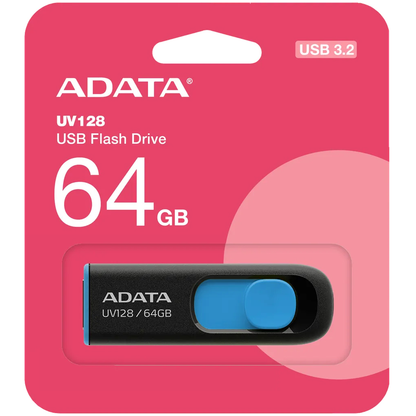 External Memory USB-A 3.2 Adata UV128, 64Gb AUV128-64G-RBE