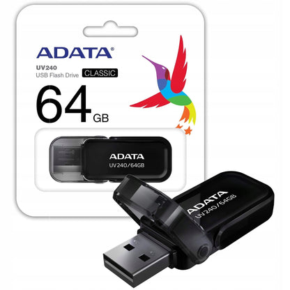 External memory USB-A Adata UV240, 64Gb AUV240-64G-RBK