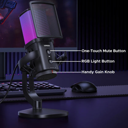 UGREEN CM581 Cardioid Microphone (65629), RGB, USB-C, 1.5m, Black