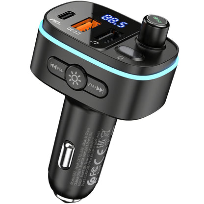 HOCO E62 Fast Bluetooth FM Modulator, 2 x USB-A - 1 x USB-C