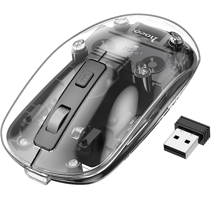 HOCO GM29 Wireless Mouse, 1600DPI, BT / Wi-Fi, Black