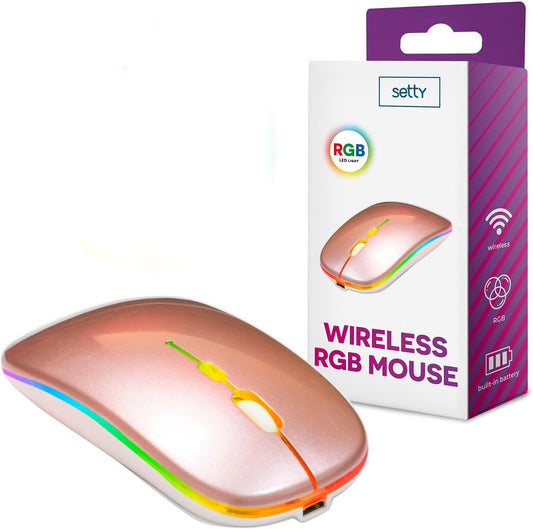 Mouse Wireless Setty, 1600DPI, RGB, Rose Gold