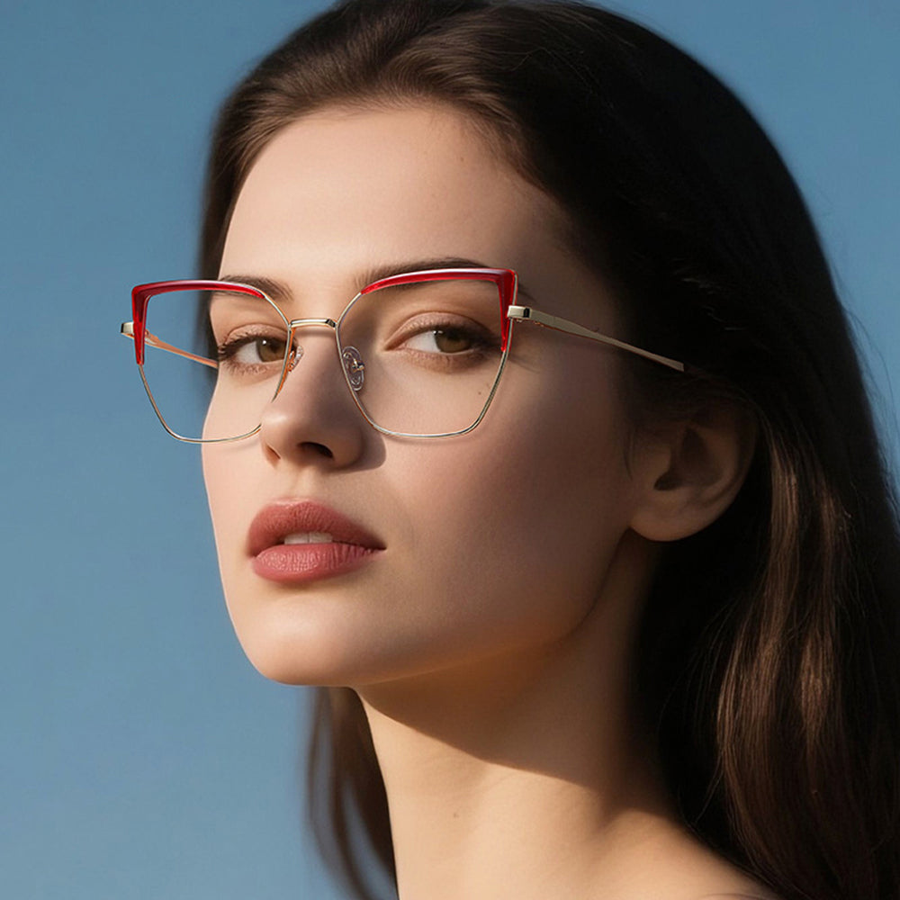Techsuit 3156 Women's Computer Glasses, Anti-Blue Light, Pink Gold