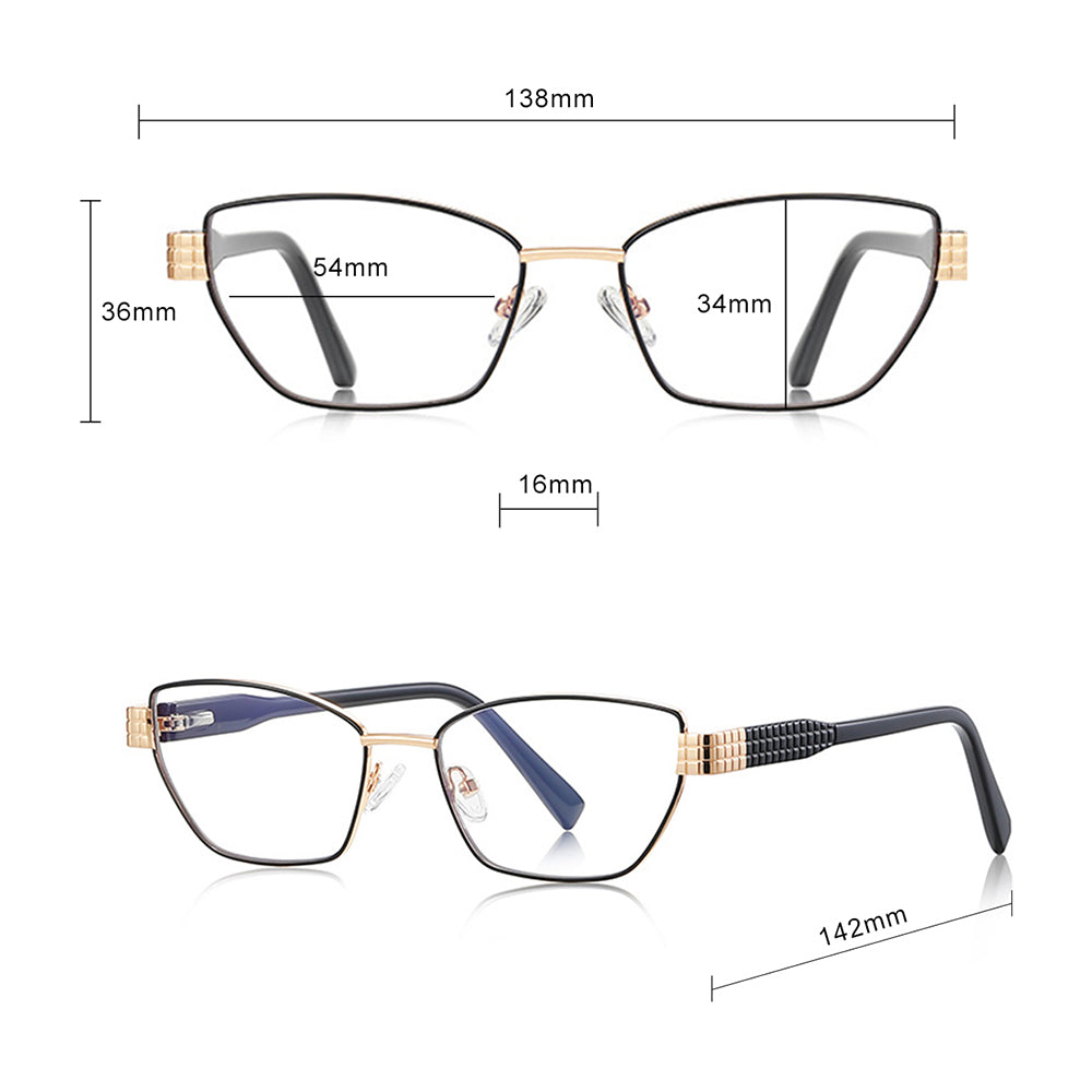 Techsuit 3162 Women's Computer Glasses, Anti-Blue Light, Black