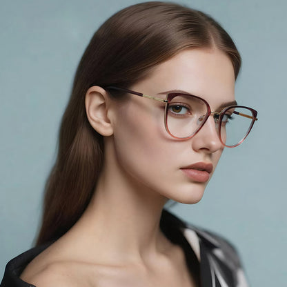 Techsuit 82290 Women's Computer Glasses, Anti-Blue Light, Pink Gold