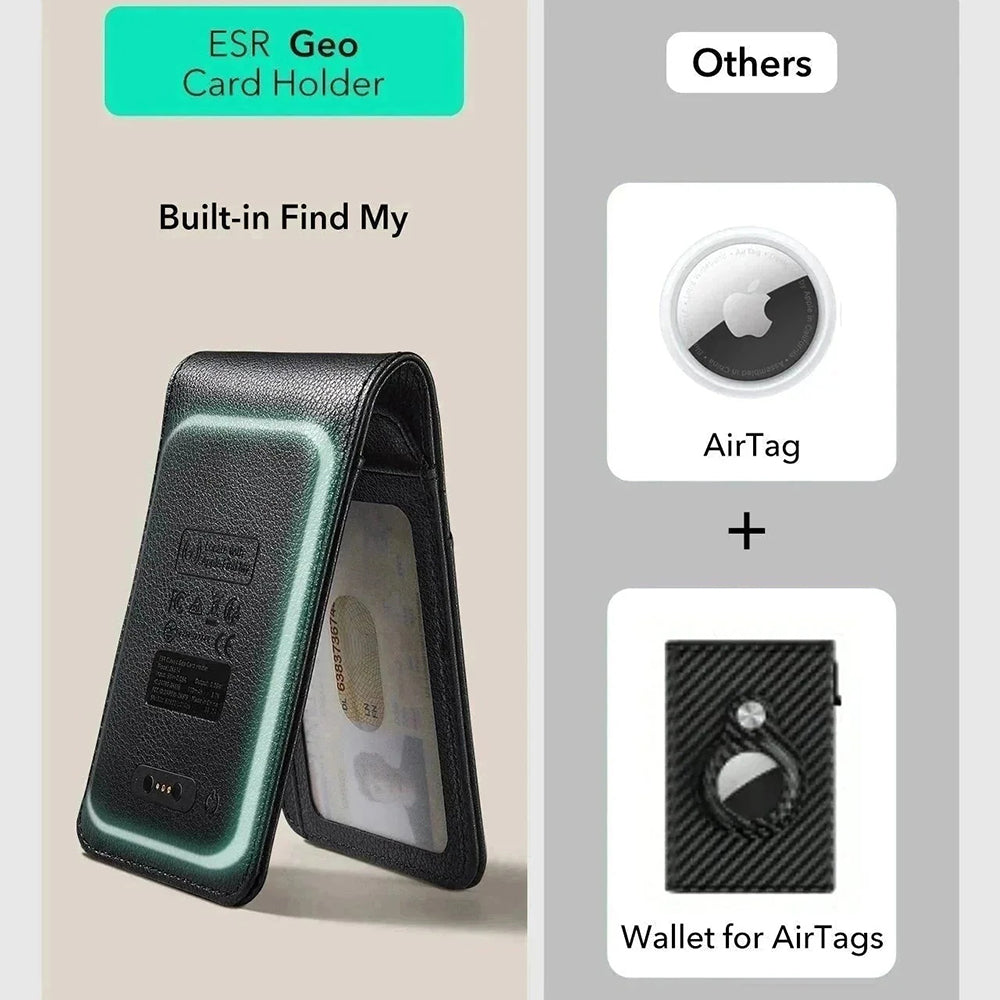 ESR Classic Geo Wallet with Find My function and RFID Protection, Black