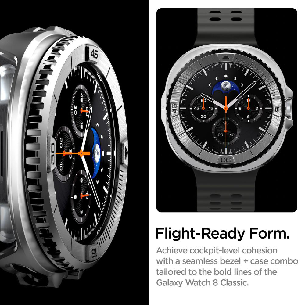 Spigen Tune Pro Pilot Protection Frame for Samsung Galaxy Watch8 Classic, Silver ACS10017