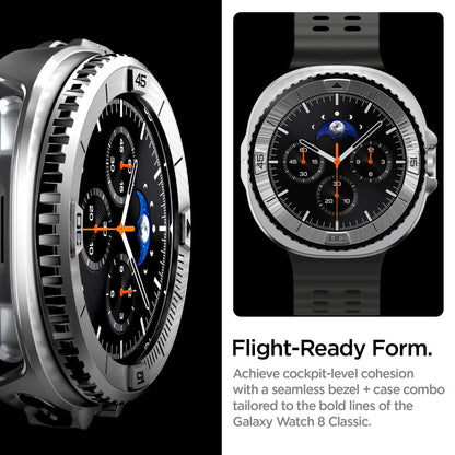 Spigen Tune Pro Pilot Protection Frame for Samsung Galaxy Watch8 Classic, Silver ACS10017
