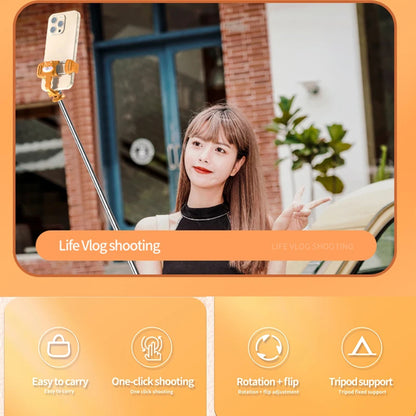 Selfie Stick Bluetooth Techsuit KT01, Universal, Orange