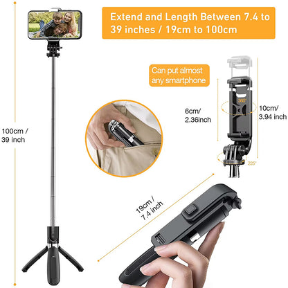 Selfie Stick Bluetooth Techsuit L02, Universal, Black