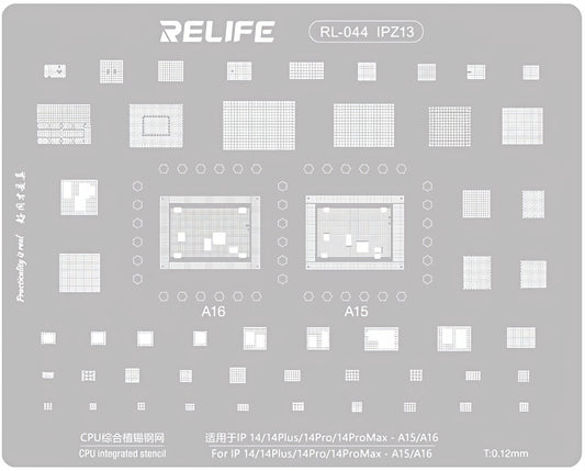Relife RL-044 IPZ13 BGA Stencil for Apple iPhone 14 / 14 Plus / 14 Pro / 14 Pro Max, CPU