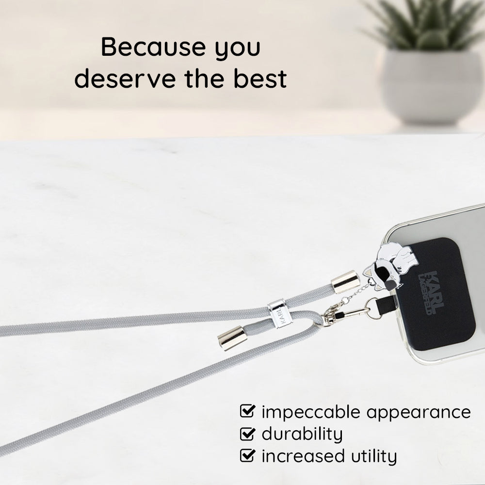 Karl Lagerfeld Ikonik Karl Phone Lanyard, Universal, Black