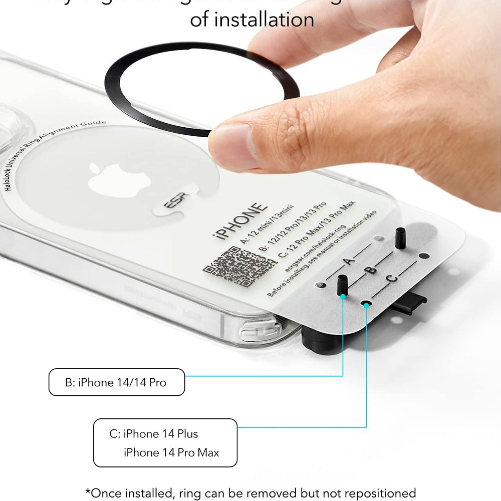 ESR HaloLock Metallic Sticker, Set of 2 Pieces, Black Silver