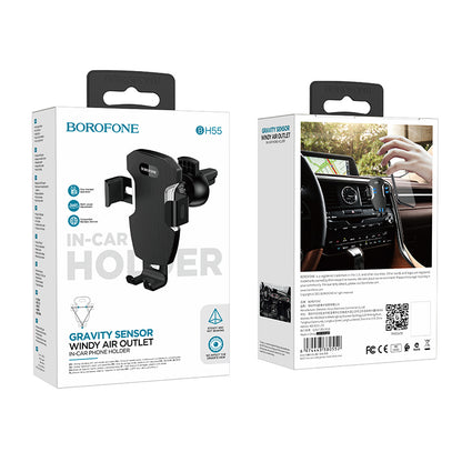 Borofone BH55 Fenix ​​Gravity Car Mount, 4.5inch - 6.7inch, Black