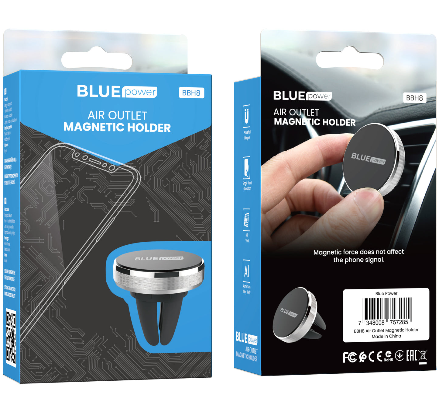 BLUE Power BBH8 Air Magnetic Car Mount, Universal, Black