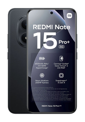 Xiaomi Redmi Note 15 Pro+ 5G Mobile Phone, 512GB, 12GB, Black MZB0LW2EU