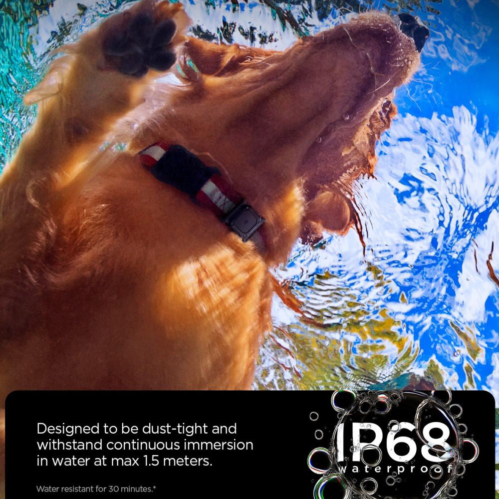 Pet Collar with Spigen Tough Armor Holder for Apple AirTag, Black